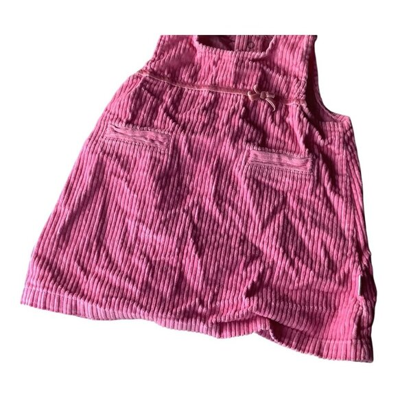 Little Me Pink Corduroy Baby Girl Sleeveless Dress 18M Bow Accent Front Pockets - Picture 8 of 10